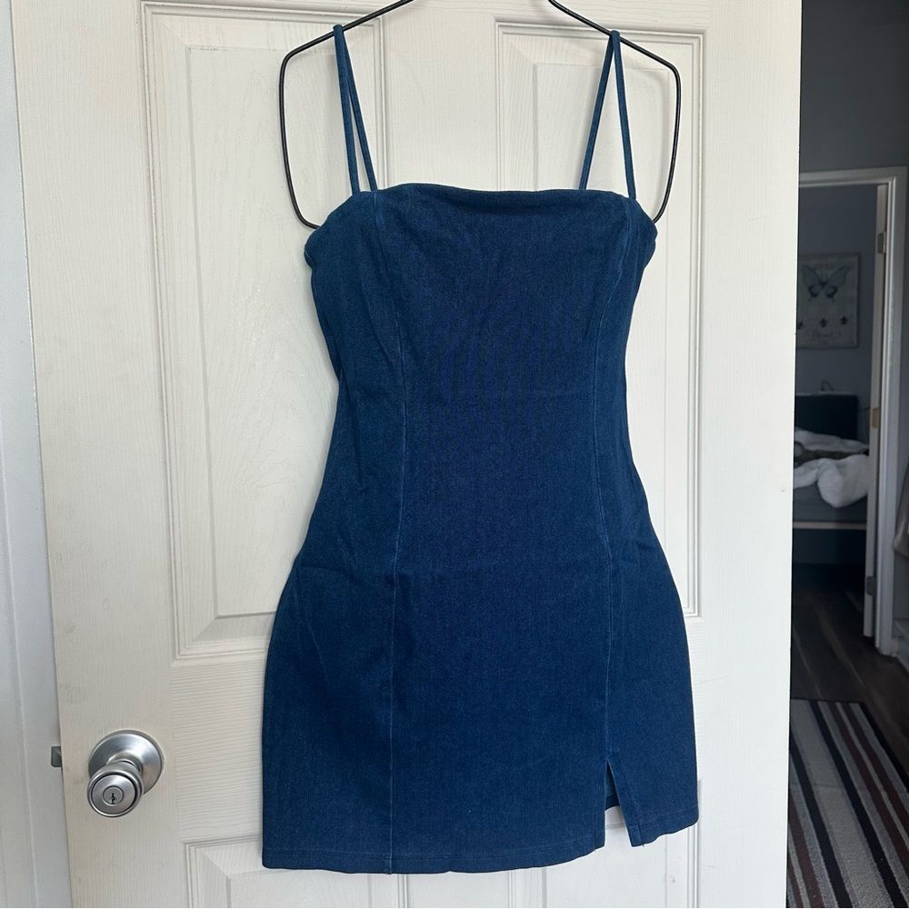 Susana Monaco Dark Denim Mini Dress Size M NWT Stretch Jean Style